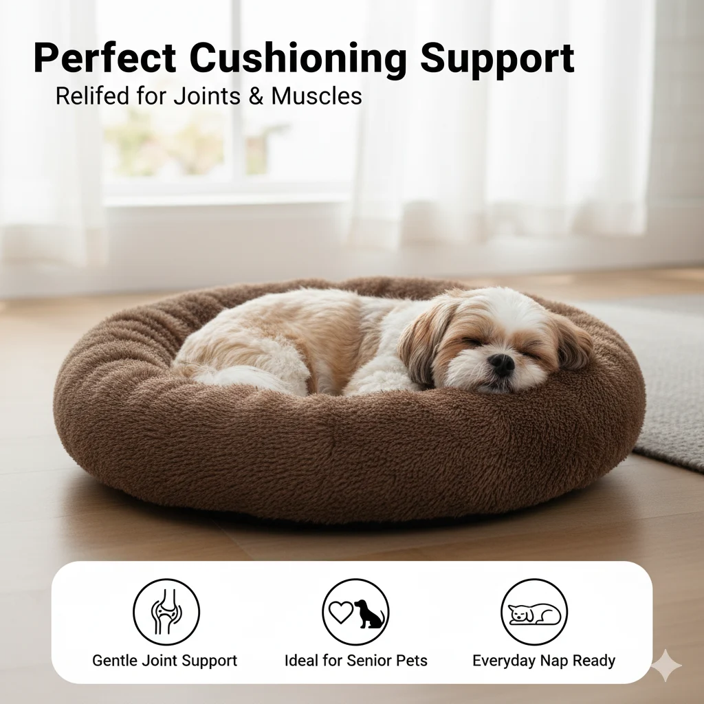 Round Donut Washable Orthopaedic Both Side usable Pet Bed I Dog Bed I Cat Bed Dog/Cat Bed for Small Medium Dog Cats Puppy and Labrador, German Shepherd and Beagle Like pet. - Image 2