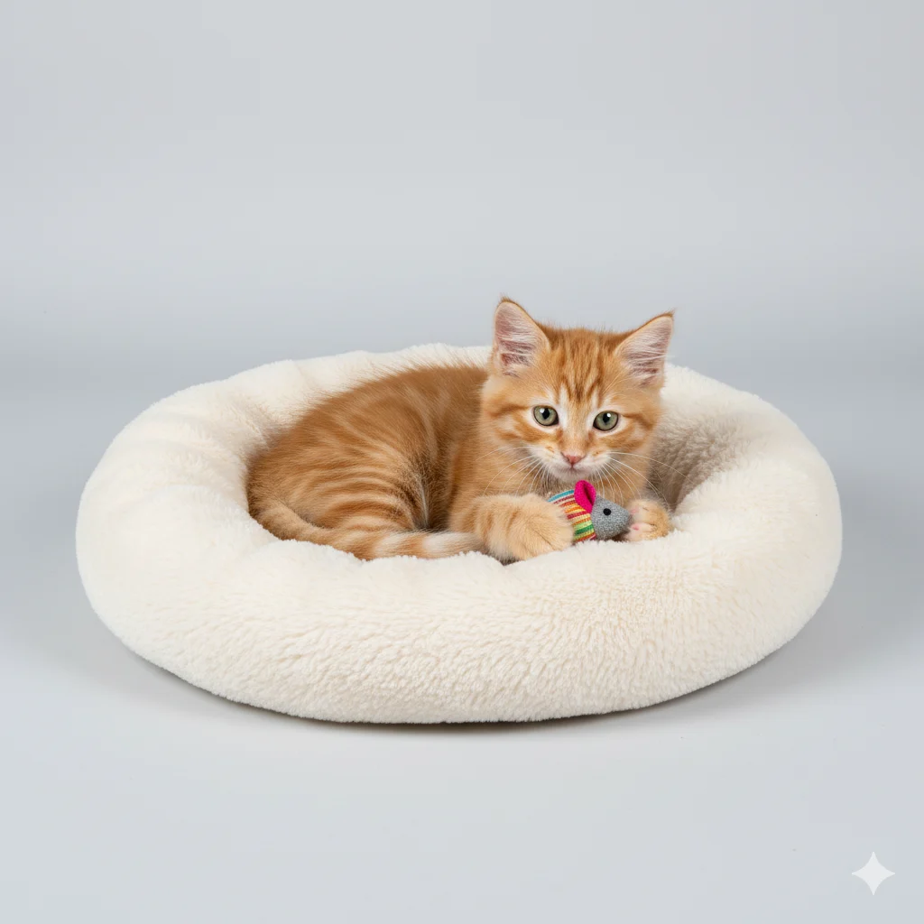 Peach Round Donut Comfortable Durable Both Sides Usable And Washable Pet Bed - Image 2