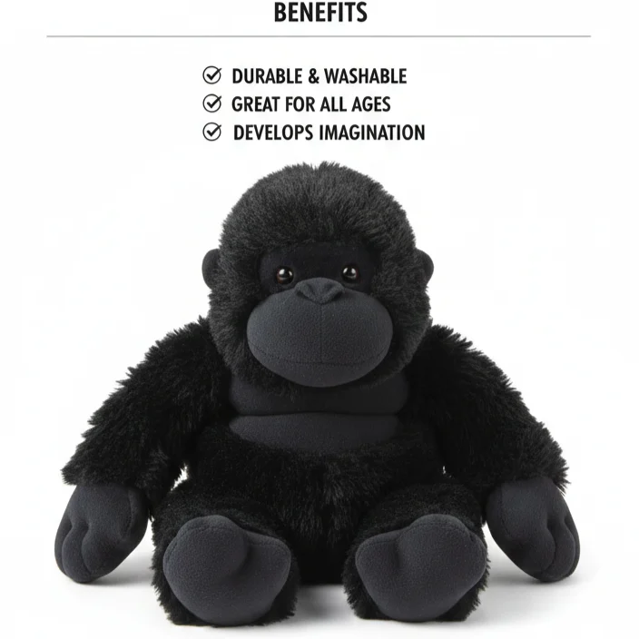 Black Gorilla Soft Toy - Image 4