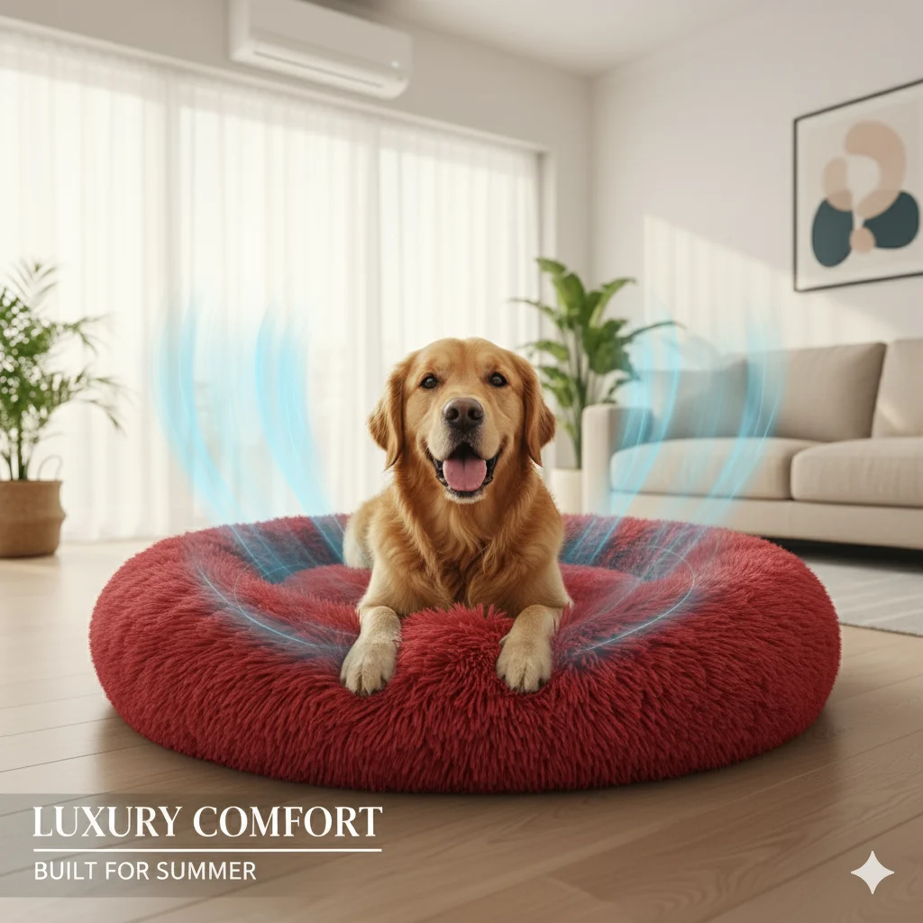 Round Donut Pet Bed for Cats and Puppies Dogs, Cozy and Plush, Raised Bedside Support, Both Sides Use Like 2 in One, Washable, Sizes for Small, Medium, and Large Pets. - Image 2