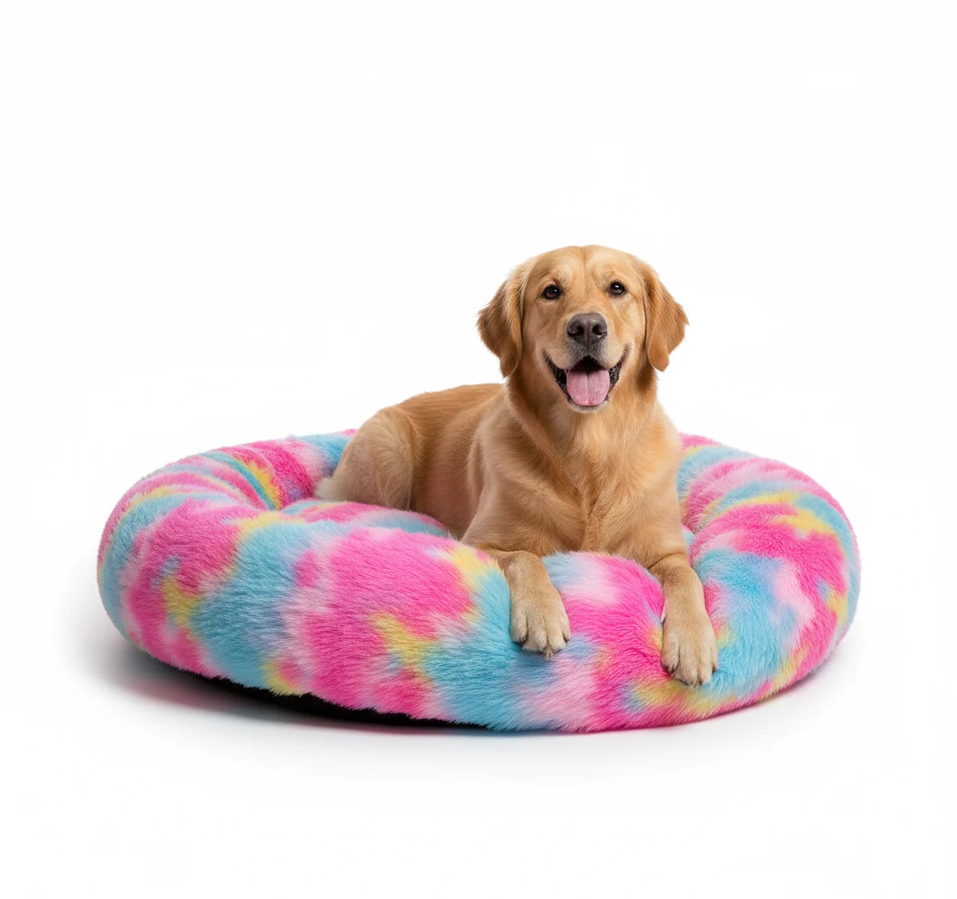 Medium Rainbow Plush Pet Bed – Soft & Cozy - Image 6
