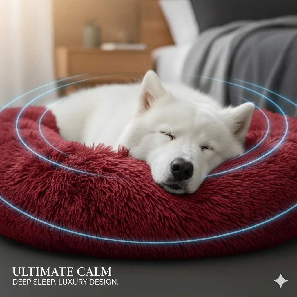 Round Donut Pet Bed for Cats and Puppies Dogs, Cozy and Plush, Raised Bedside Support, Both Sides Use Like 2 in One, Washable, Sizes for Small, Medium, and Large Pets. - Image 3