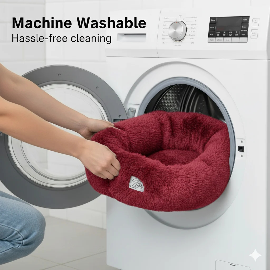 Round Donut Pet Bed for Cats and Puppies Dogs, Cozy and Plush, Raised Bedside Support, Both Sides Use Like 2 in One, Washable, Sizes for Small, Medium, and Large Pets. - Image 6